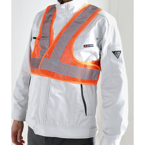 TRUSCO メッシュ安全ベスト ショート丈 オレンジ*シルバー 着丈420mm TMVS-OS 1 着