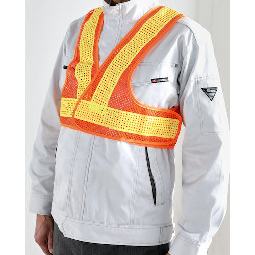 TRUSCO メッシュ安全ベスト ショート丈 オレンジ*イエロー 着丈420mm TMVS-OY 1 着