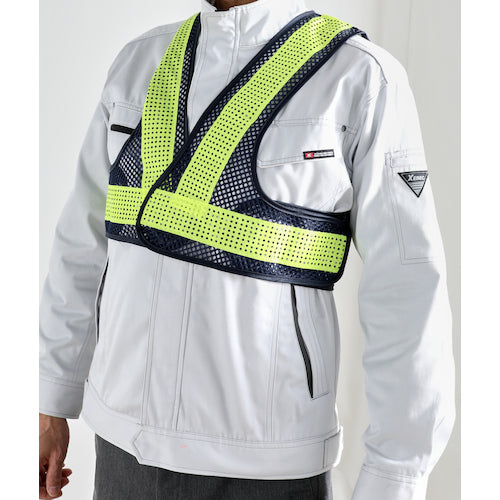 TRUSCO Mesh Safety Vest, Short Length, Navy Blue/Yellow, Length 420mm, TMVS-BY, 1 Piece