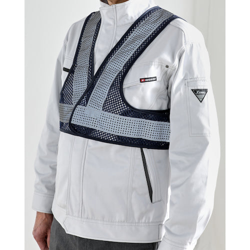 TRUSCO メッシュ安全ベスト ショート丈 紺*シルバー 着丈420mm TMVS-BS 1 着