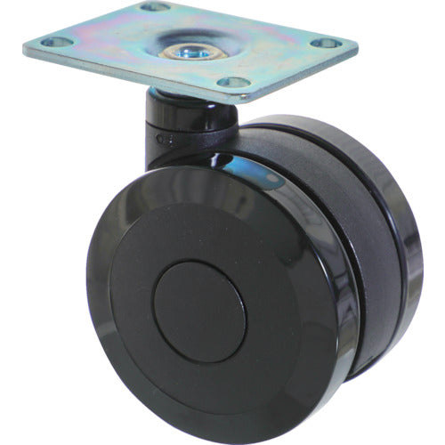 TRUSCO プレート式双輪キャスター エラストマ−車輪 自在 Φ75 ブラック TPWE-75BK 1 個