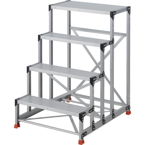 TRUSCO 作業用踏台 4段 ステップ奥行200 高さ1.2m 天板800X400 TSF-4812 1 台