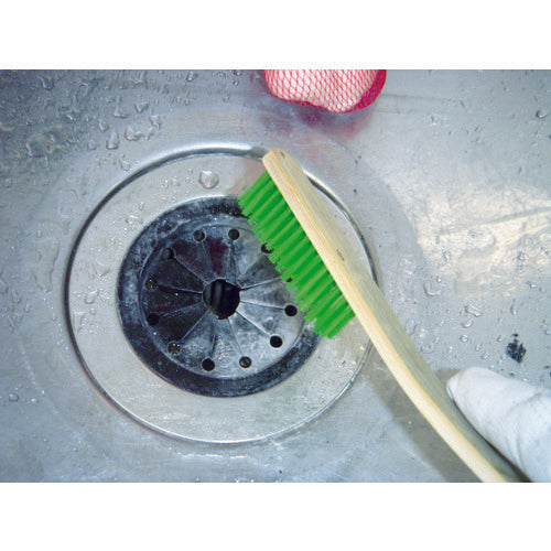 TRUSCO Mechanical Bamboo Brush, 13.5cm, Curved Handle, Nylon, TB-1004-30, 1 Piece