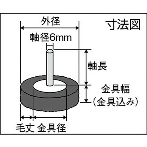 TRUSCO Shaft Wheel Brush φ100X Shaft 6 Steel Wire Wire Diameter 0.3 TB-6252 1 pc