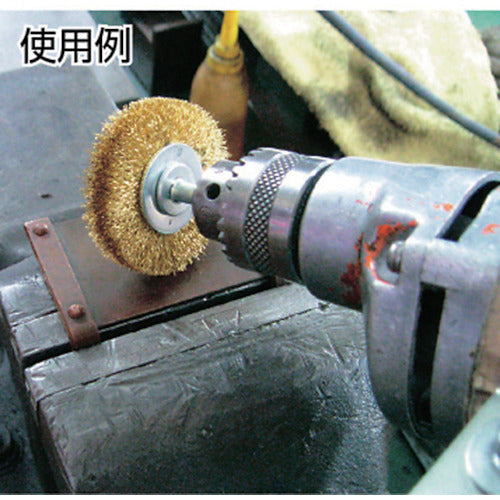 TRUSCO Shaft Wheel Brush φ100 x Shaft 6 Brass Wire Diameter 0.15 TB-6254 1 pc