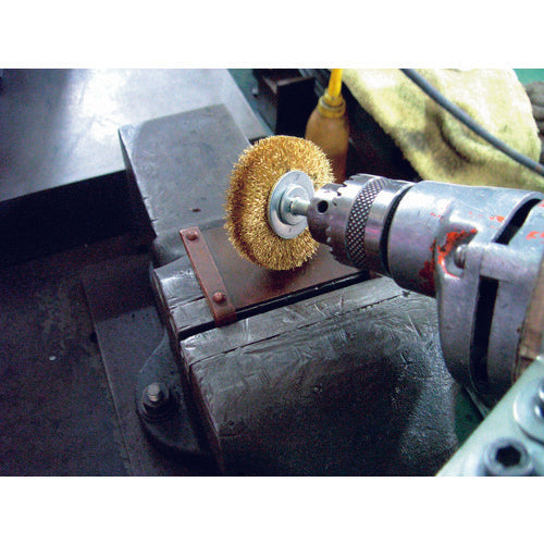 TRUSCO Shaft Wheel Brush φ65 x Shaft 6 Brass Plated Steel Wire Wire Diameter 0.25 TB-6231 1 pc