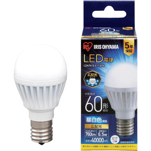 IRIS 521566 LED bulb E17 wide light distribution type 60W equivalent daylight white 760lm LDA7N-G-E17-6T6 1 piece