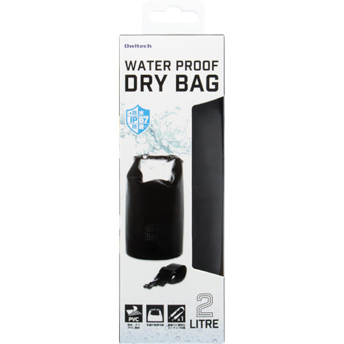 Owltech Waterproof Dry Bag, 2L Size, Black, OWL-WPBAG01-BK, 1 pc