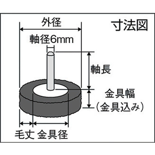 TRUSCO Shaft Wheel Brush φ50 x Shaft 6 Stainless Steel Wire Wire Diameter 0.3 TB-6223 1 pc