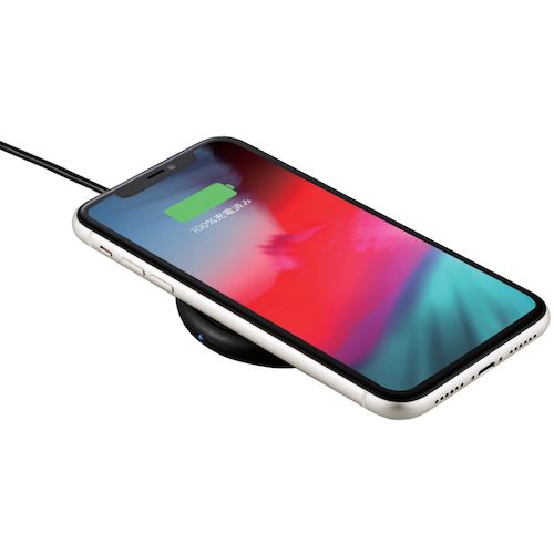 ELECOM Wireless Qi Charger 5W Compact Desktop Cable 1m Black W-QA16BK 1 pc