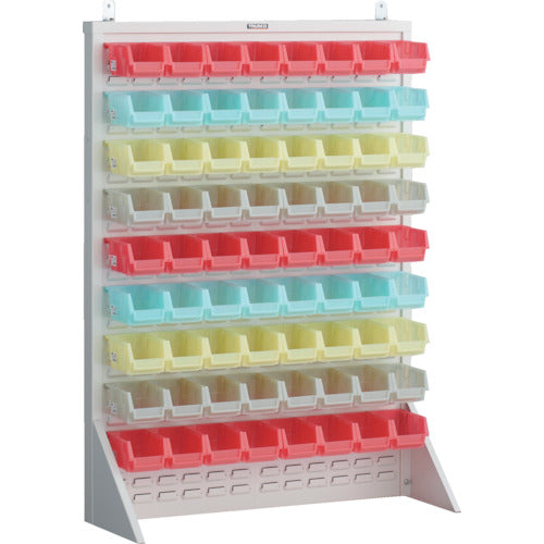 TRUSCO Panel Container Rack, Single-sided, Floor-standing, Semi-transparent Container, 910 x 320 x H1240, White, Small x 72, T-1272N-SK-AW, 1 Unit