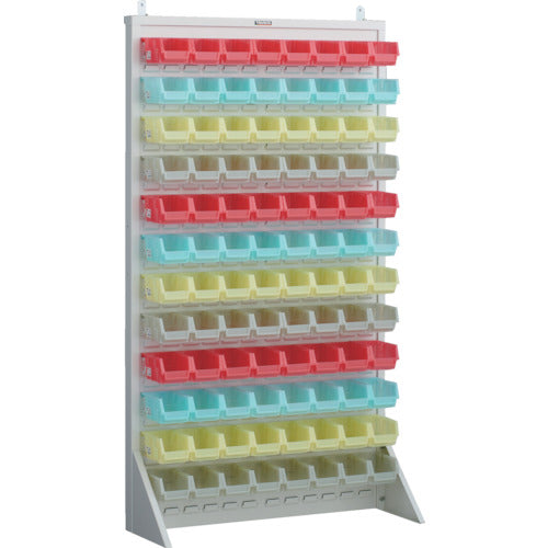 TRUSCCO 패널 컨테이너 랙 편면식・마루치 타입・컨테이너 반투명 사양 910×320×H1600 화이트 소×96 T-16128N-SK-AW 1대