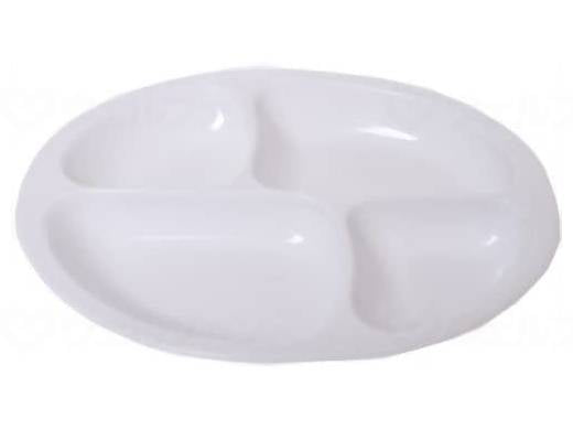 9Cera Yudie Egg Divided Plate Pure White