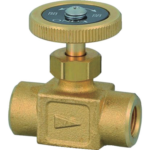 온다 제작소 스트레이트 미니어처 밸브 Rc1/4×Rc1/4 황동 핸들 OMV-960-3 1개