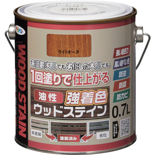 アサヒペン 油性強着色ウッドステイン 0.7L ライトオーク 538710 1 缶