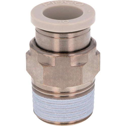 PISCO チューブフィッティング ストレート 適合外径10mm 接続口径R3/8 ライトグレー PC10-03W 1 個