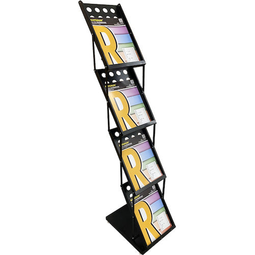 세이프란 접이식 카탈로그 스탠드 4단 높이 약 130cm 블랙 13886 1대