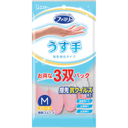 에스테이 패밀리 비닐 토끼 손 손가락 끝 항바이러스 가공 M 3쌍팩(핑크 2쌍·그린 1쌍) ST72242 1봉