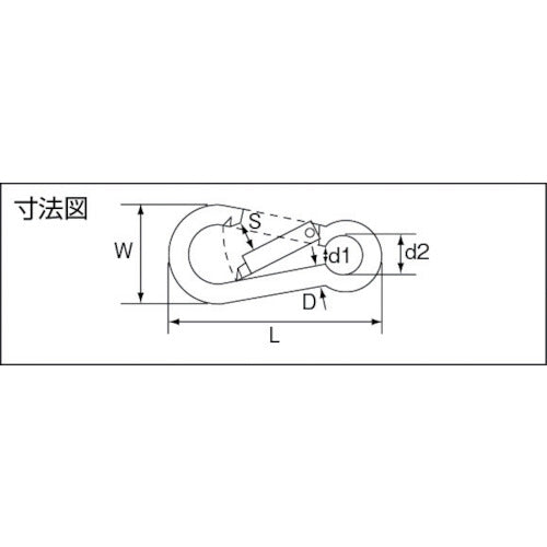 TRUSCO 스테인리스 스냅 훅 B형 선경 Φ10×개구 14mm (1개) TSF-10B 1봉