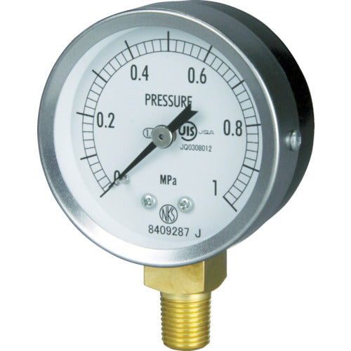 Nagano JIS general-purpose pressure gauge A frame (tapered) Pressure range (MPa): -0.1 to 0.00 (vacuum gauge) GS50-171-0MP 1 piece