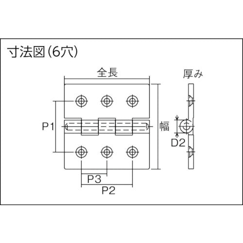 TRUSCO ステンレス重量平型蝶番 全長100mm (1個=1袋) TLS-100F 1 個