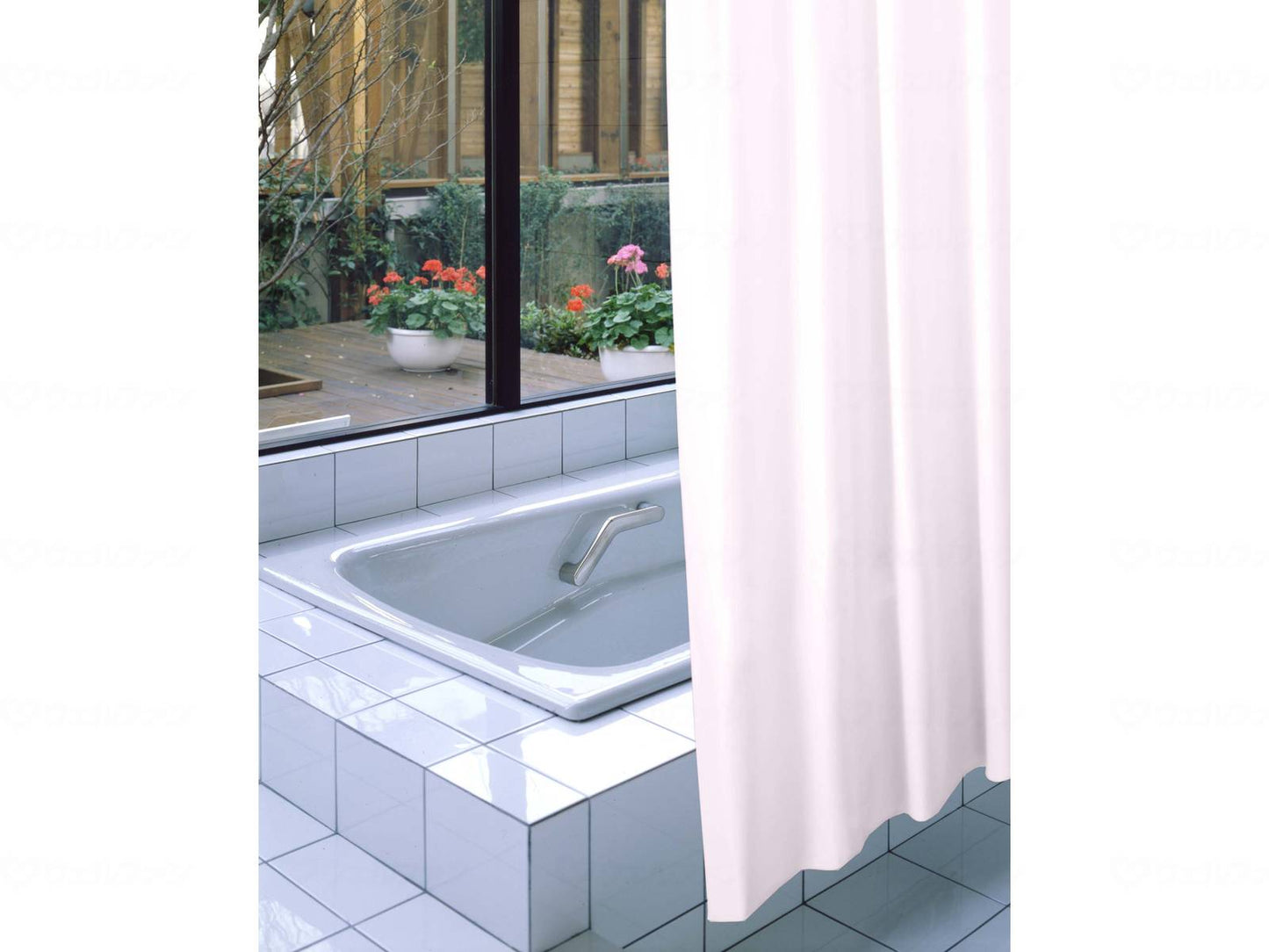 Meiwa Gravure Flame Retardant Bath Curtain Light Pink 130 x 178 cm