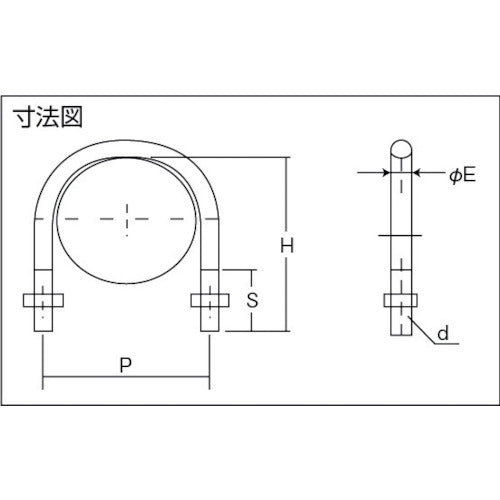 TRUSCO PC관용 U볼트 크로메이트 호칭 직경 40A 나사 직경 W3/8 TPCU-BT40A 1개