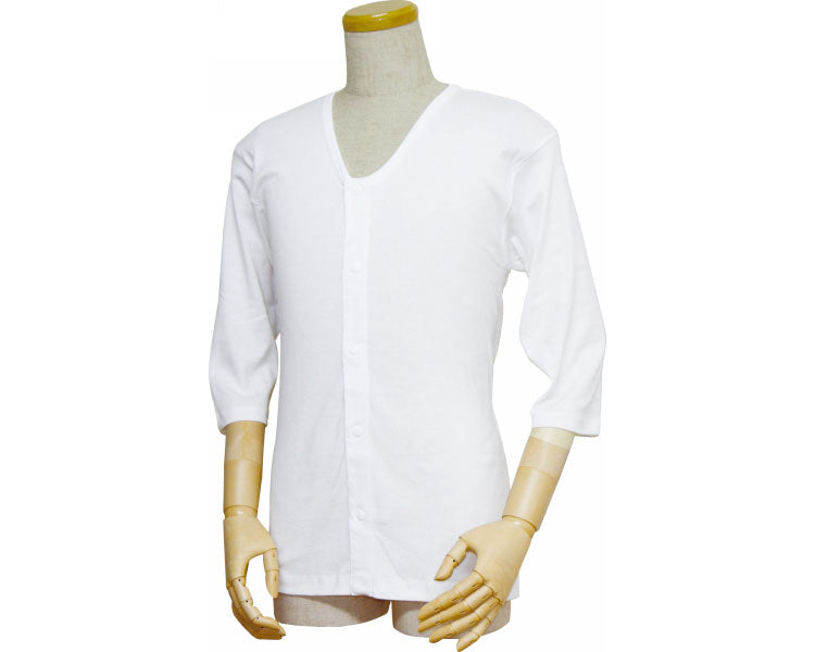 紳士前開き七分袖シャツ(プラスチックホック式) / 43211 白 L 1 枚