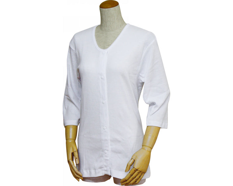 婦人前開き七分袖シャツ(プラスチックホック式) / 43261 L 白 1 枚