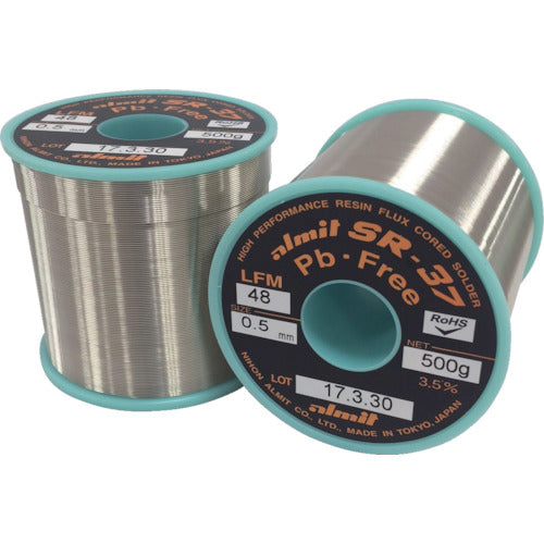 Alumite Lead-free Flux Core Solder SR-37 LFM48 0.5mm SR37LFM48-3.5-0.5MM 1 Roll