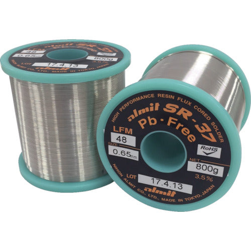 Alumite Lead-free flux cored solder SR-37 LFM48 0.65mm SR37LFM48-3.5-0.65MM 1 roll