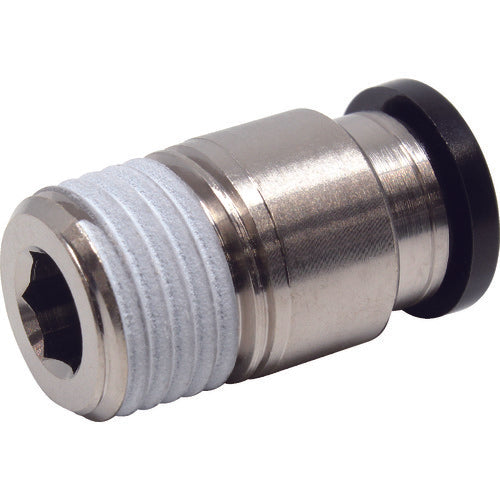 PISCO 튜브 피팅 육각 구멍 부착 스트레이트 튜브 8 접속 구경 R1/4 POC8-02 1개