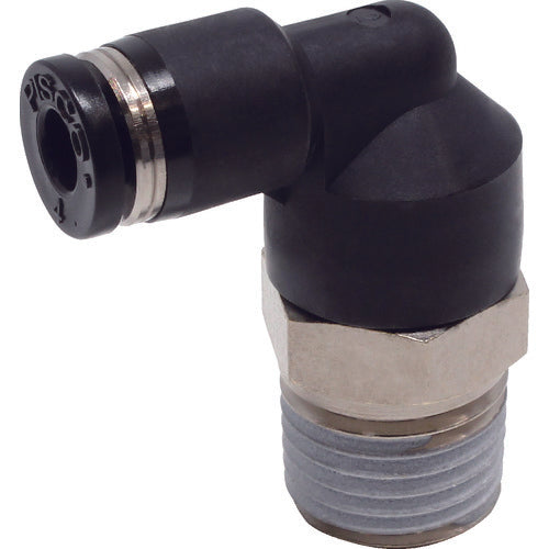 PISCO 튜브 피팅 엘보 적합 외경 4mm 접속 구경 R1/4 PL4-02 1개