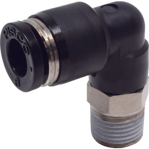 PISCO 튜브 피팅 엘보 적합 외경 6mm 접속 구경 R1/8 PL6-01 1개