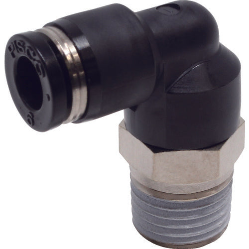 PISCO 튜브 피팅 엘보 적합 외경 6mm 접속 구경 R1/4 PL6-02 1개