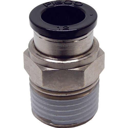 PISCO 튜브 피팅 스트레이트 적합 외경 12mm 접속 구경 R1/2 PC12-04 1개