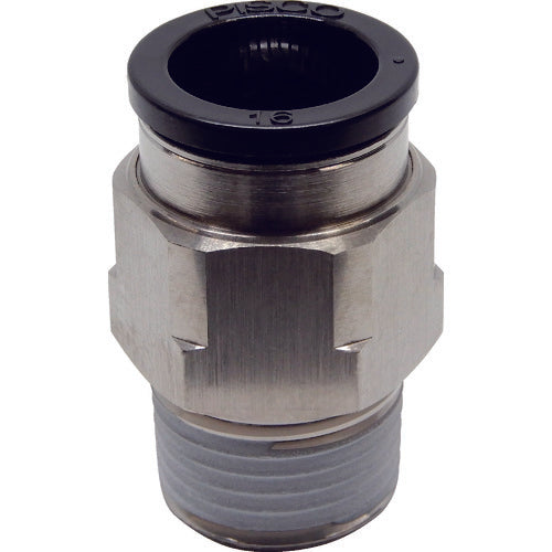 PISCO 튜브 피팅 스트레이트 적합 외경 16mm 접속 구경 R1/2 PC16-04 1개