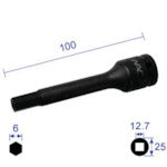 너크 헥사곤 렌치 소켓 롱 타입 삽입각 12.7x대변 6mmx100L 406C100 1개