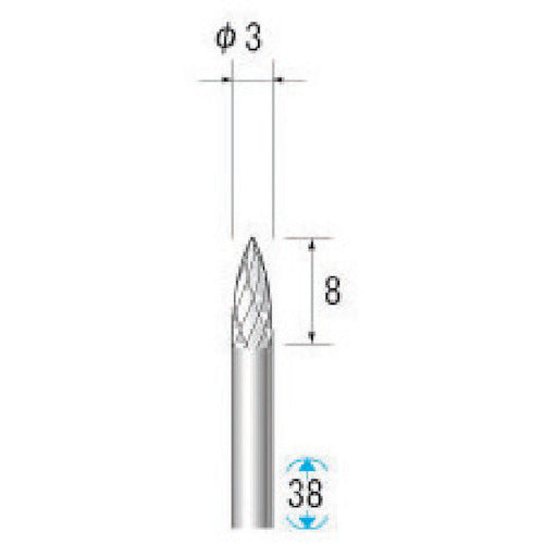 나카니시 초경 합금 커터 테이퍼 (올 초경) 날 직경 3.0mm 날 길이 8.0mm 24652 1 개