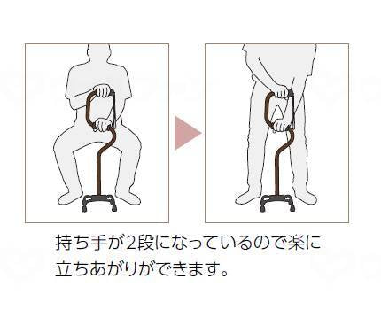 Kowa Seisakusho Easy 4-Point Cane (Aluminum) Royal Brown