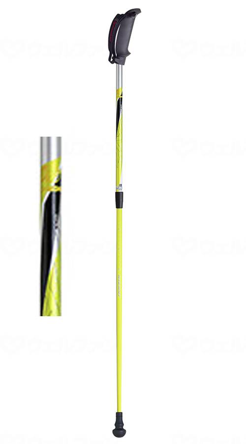 Kizaki walking pole, 2-stage telescopic pole, yellow