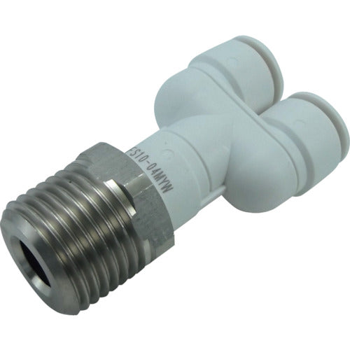 チヨダ ファイブSUSメイルブランチワイ 白 10mm・R1/2 FS10-04MYW 1 個