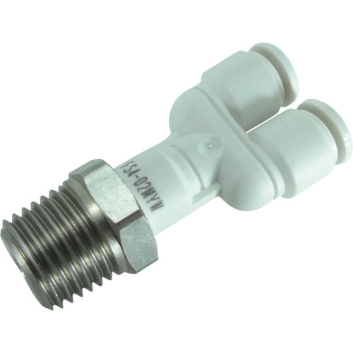 チヨダ ファイブSUSメイルブランチワイ 白 4mm・R1/4 FS4-02MYW 1 個