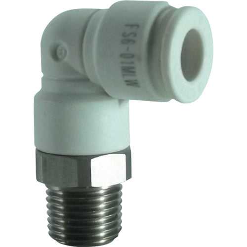 チヨダ ファイブSUSメイルエルボ 白 6mm・R1/8 FS6-01MLW 1 個