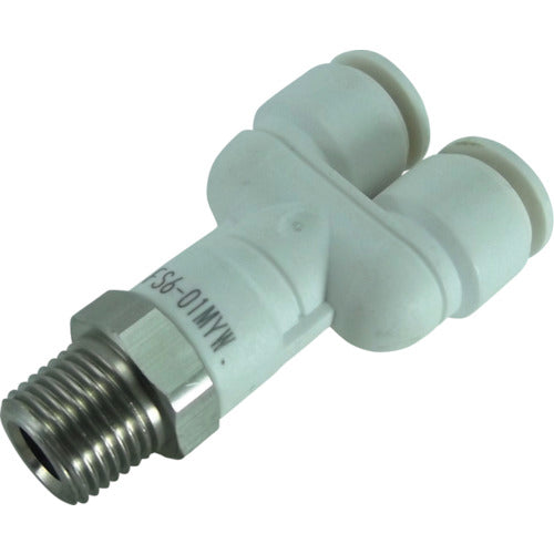 チヨダ ファイブSUSメイルブランチワイ 白 6mm・R1/8 FS6-01MYW 1 個