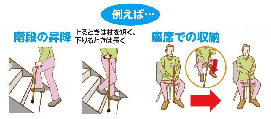 島製作所無段階伸縮ステッキ ブラウン