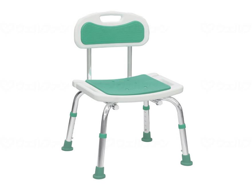 Shima Seisakusho Shower Chair Rakuyu STS with Backrest, Light Green