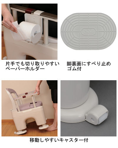 Portable Toilet <Zaraku> Lafine / PN-L30200B Standard Type (Plastic Seat) Mocha Brown 1 Unit