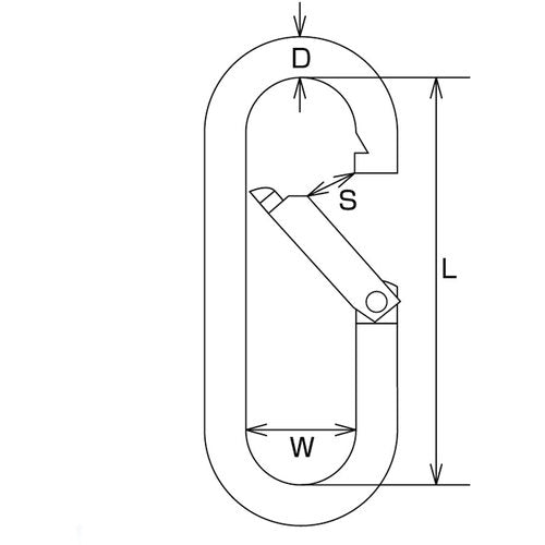 Mizumoto Stainless Steel Petit Carabiner (Standard Type) Black Painted Wire Diameter 5mm Length 58mm P-5MB 1 pc