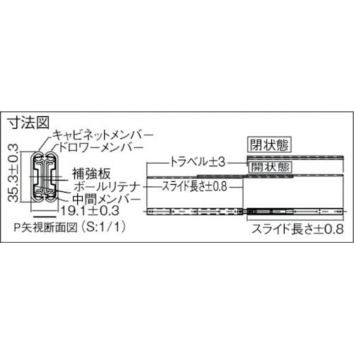 アキュライド ダブルスライドレール609mm C301-24 1 本